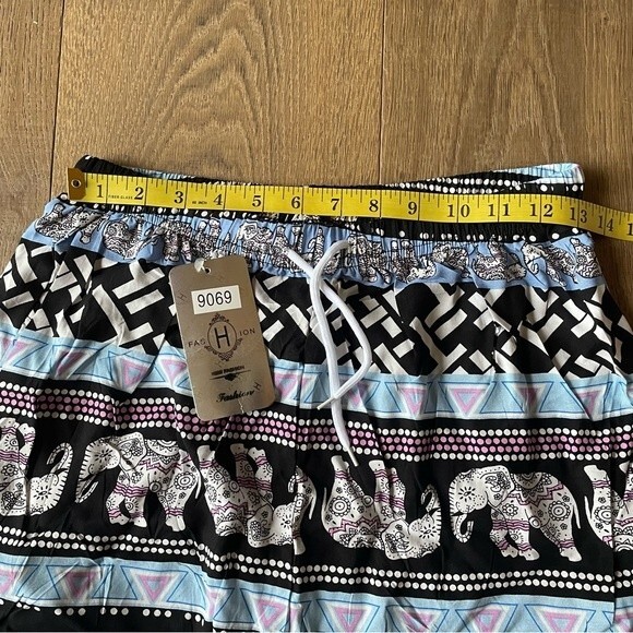 Famous BOHO Chang Elephant Thailand Patterns Lose Pants Casual Women's Pant Blue - Picture 4 of 8